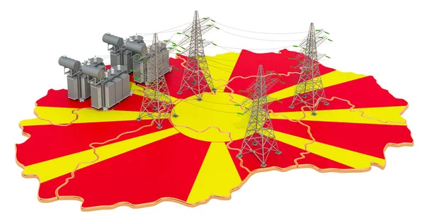Subestaciones Eléctricas Macedonia Renderizado Aislado Sobre Fondo Blanco — Foto de Stock