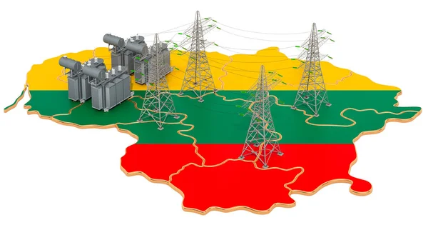 Електричні Підстанції Литві Рендеринг Ізольований Білому Фоні — стокове фото