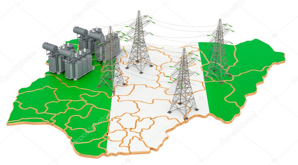 Electrical substations in Nigeria, 3D rendering isolated on white background