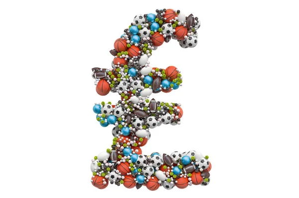 Libra Esterlina Símbolo Las Bolas Juego Deporte Representación Aislado Sobre —  Fotos de Stock