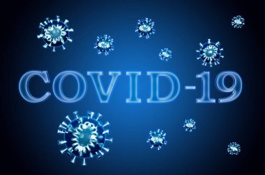 COVID-19, koronavirüs konsepti geçmişi. 3B görüntüleme