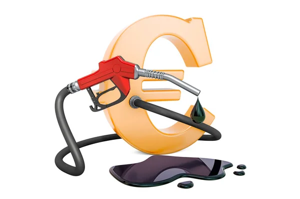 Euro Simbolo Con Ugello Pompa Carburante Concetto Produzione Commercio Petrolio — Foto Stock