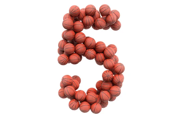 Number Basketball Balls Rendering Isolated White Background — Stock Photo, Image