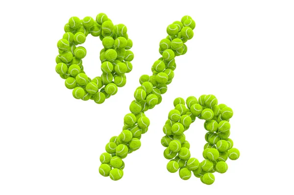 Percent Sign Tennis Balls Rendering Isolated White Background — Stock Photo, Image