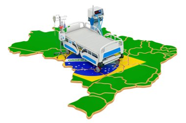 Brezilya 'da yoğun bakım ünitesi yoğun bakım, beyaz arka planda 3 boyutlu görüntüleme