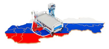 Slovakya 'daki yoğun bakım ünitesi Yoğun Bakım, beyaz arka planda 3 boyutlu görüntüleme