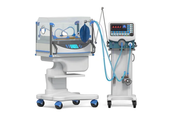 Neonatal Intensive Care Unit Nicu Medical Ventilator Infant Incubator Rendering Stock Image