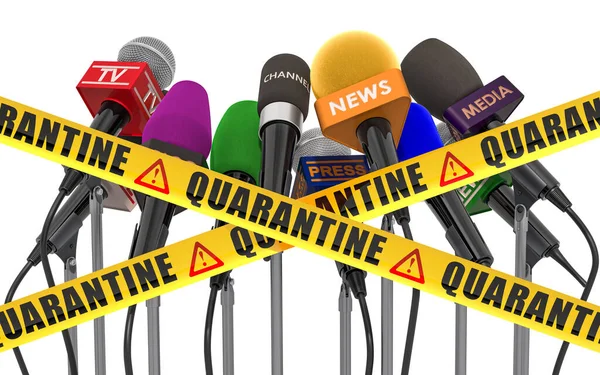 Cancellations Press Conferences Interviews Due Coronavirus Rendering Isolated White Background — Stock Photo, Image