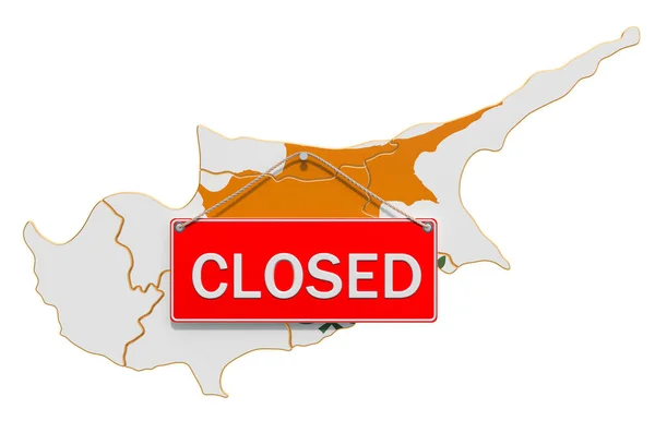 Cyprus Map Closed Trading Sign Καραντίνα Απόδοση Απομονωμένη Λευκό Φόντο — Φωτογραφία Αρχείου