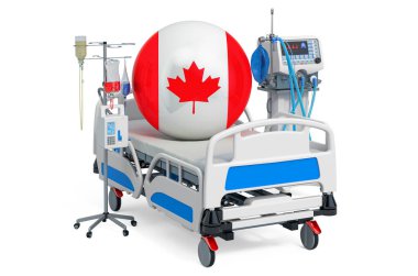 Kanada Sağlık Hizmetleri, Kanada 'da Yoğun Bakım. Beyaz arkaplanda 3B görüntüleme izole edildi