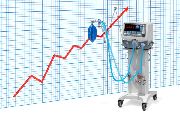 Producción Crecimiento Ventilador Médico Uci Representación Aislada Sobre Fondo Blanco — Foto de Stock