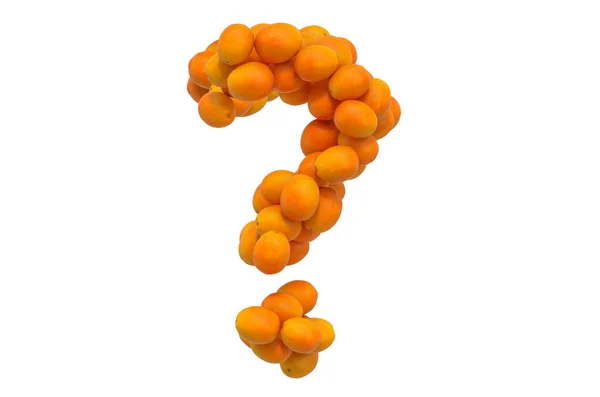 Vraagteken Van Sinaasappels Rendering Geïsoleerd Witte Achtergrond — Stockfoto