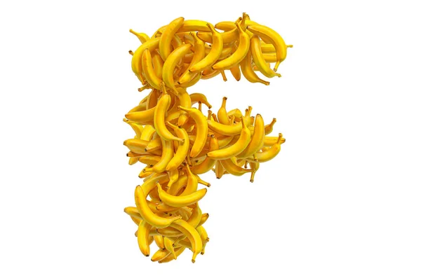 Písmeno Banánů Vykreslení Izolované Bílém Pozadí — Stock fotografie