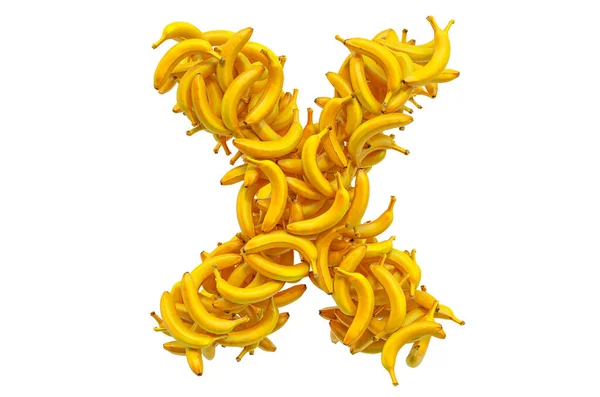 Lettera Banane Rendering Isolato Sfondo Bianco — Foto Stock