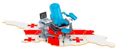 Gürcistan 'da jinekoloji ve doğum konsepti, beyaz arka planda 3 boyutlu görüntüleme