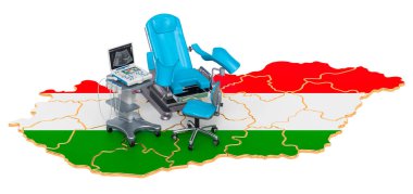 Macaristan konseptinde jinekoloji ve doğum, beyaz arka planda 3 boyutlu görüntüleme