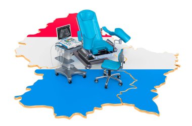 Lüksemburg 'da jinekoloji ve doğum konsepti, beyaz arka planda 3 boyutlu görüntüleme