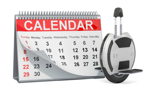 Schreibtischkalender Mit Elektrischem Einrad Monowheel Rendering Isoliert Auf Weißem Hintergrund — Stockfoto