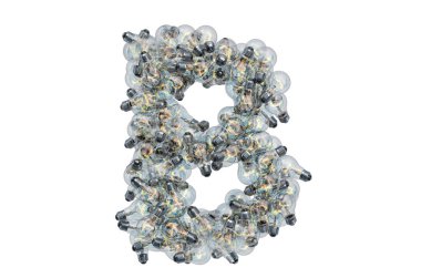 Ampullerden B harfi, beyaz arkaplanda 3 boyutlu görüntüleme