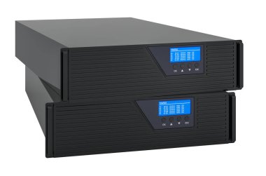 Bilgisayar Sunucusu UPS, beyaz arkaplanda 3 boyutlu görüntüleme
