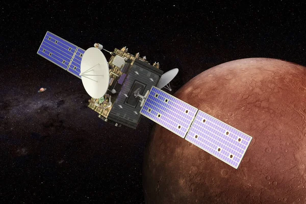 Sonda Kosmiczna Orbitująca Wokół Merkurego Renderowanie — Zdjęcie stockowe