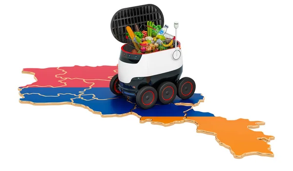 Robot Consegna Autonomo Armenia Rendering Isolato Sfondo Bianco — Foto Stock