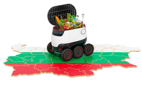 Autonóm Szállító Robot Bulgáriában Renderelés Elszigetelt Fehér Háttér — Stock Fotó