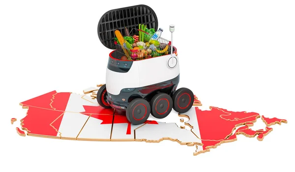 Robot Entrega Autónomo Canadá Renderizado Aislado Sobre Fondo Blanco — Foto de Stock