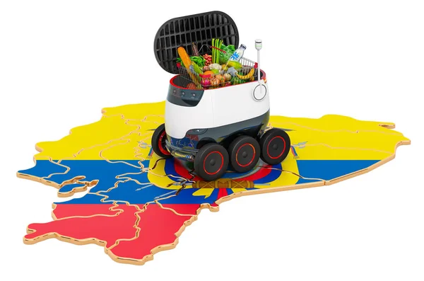 Autonóm Szállító Robot Ecuador Renderelés Elszigetelt Fehér Háttér — Stock Fotó