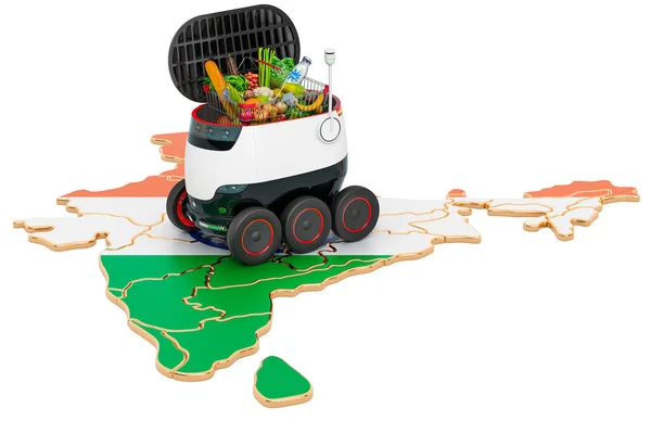 Autonóm Szállító Robot Indiában Renderelés Elszigetelt Fehér Háttér — Stock Fotó