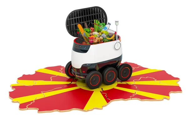 Autonomous Delivery Robot Macedonia Rendering Isolated White Background — Stock Photo, Image