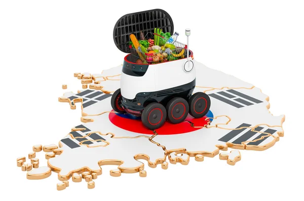 Autonome Levering Robot Zuid Korea Rendering Geïsoleerd Witte Achtergrond — Stockfoto