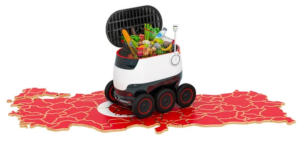 Autonomní Dodávka Robot Turecku Vykreslování Izolované Bílém Pozadí — Stock fotografie