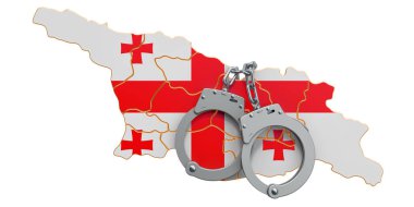 Gürcistan kavramında suç ve ceza, 3D görüntüleme beyaz arka grupta izole edildi