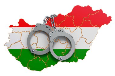 Macaristan konseptinde suç ve ceza, beyaz grupta 3D görüntüleme