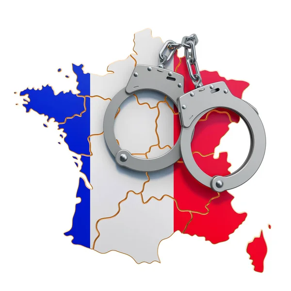 Crime Punição França Conceito Tornando Isolado Backgroun Branco — Fotografia de Stock