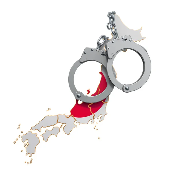 Έγκλημα Και Τιμωρία Στην Ιαπωνία Έννοια Απόδοση Απομονωμένη Λευκό Φόντο — Φωτογραφία Αρχείου
