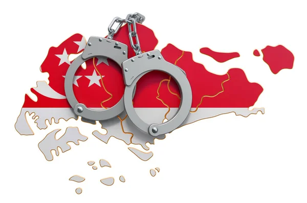 Злочин Покарання Сінгапурській Концепції Рендеринг Ізольований Білому Тлі — стокове фото