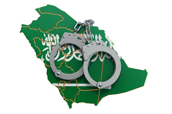 Crime Punição Conceito Arábia Saudita Renderização Isolada Backgroun Branco — Fotografia de Stock