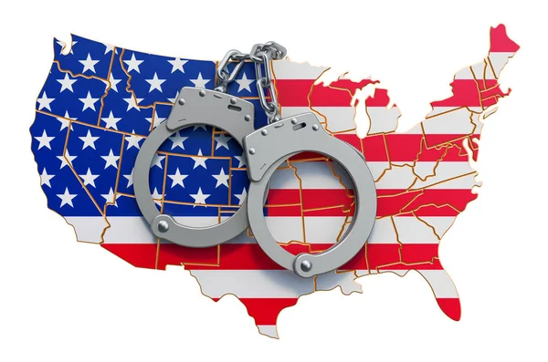 犯罪和惩罚在美国的概念 3D渲染孤立的白色背景 — 图库照片