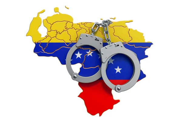 委内瑞拉的犯罪与惩罚概念 3D渲染白色背景下的隔离 — 图库照片