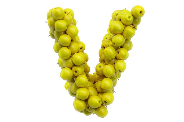 Letra Manzanas Amarillas Representación Aislada Sobre Fondo Blanco —  Fotos de Stock