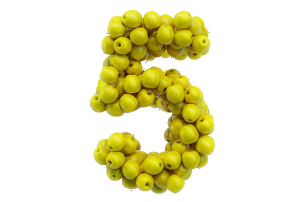 Nummer Aus Gelben Äpfeln Darstellung Isoliert Auf Weißem Hintergrund — Stockfoto