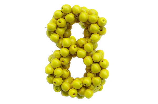 Nummer Van Gele Appels Weergave Geïsoleerd Witte Achtergrond — Stockfoto
