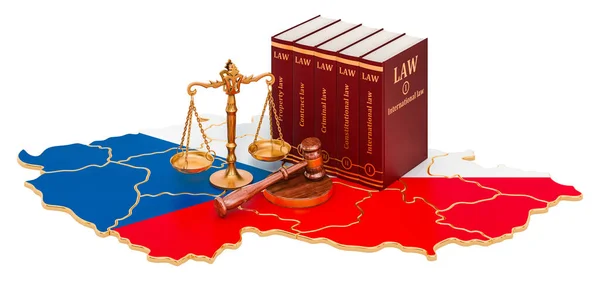 Νόμος Και Δικαιοσύνη Στην Τσεχική Δημοκρατία Έννοια Καθιστώντας Απομονωμένη Λευκό — Φωτογραφία Αρχείου