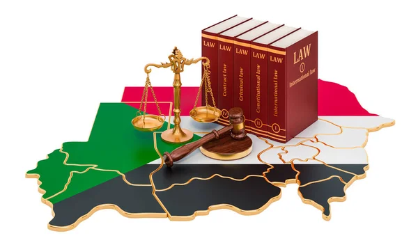 Lei Justiça Conceito Sudanês Renderização Isolada Fundo Branco — Fotografia de Stock