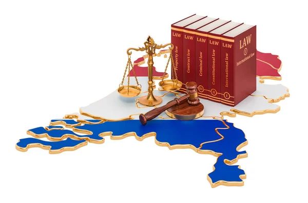オランダの概念における法と正義 白い背景に隔離された3Dレンダリング — ストック写真