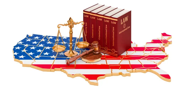 Lei Justiça Conceito Dos Estados Unidos Renderização Isolada Fundo Branco — Fotografia de Stock