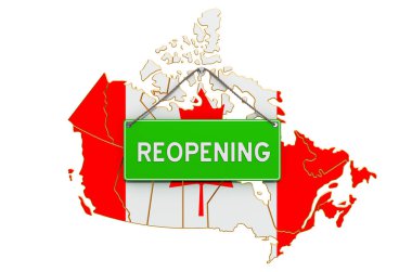 Karantina kavramından sonra Kanada 'nın yeniden açılması, 3D görüntüleme beyaz arka planda izole edildi