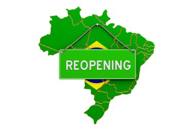 Karantina konseptinden sonra Brezilya 'nın yeniden açılması, 3 boyutlu görüntüleme beyaz arka planda izole edildi